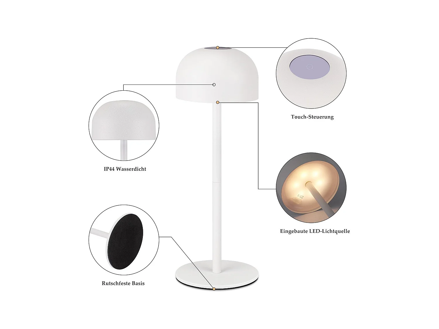 NETTLIFE Draadloze LED-tafellamp: Dimbare touch-tafellamp met 3 kleurtemperaturen USB