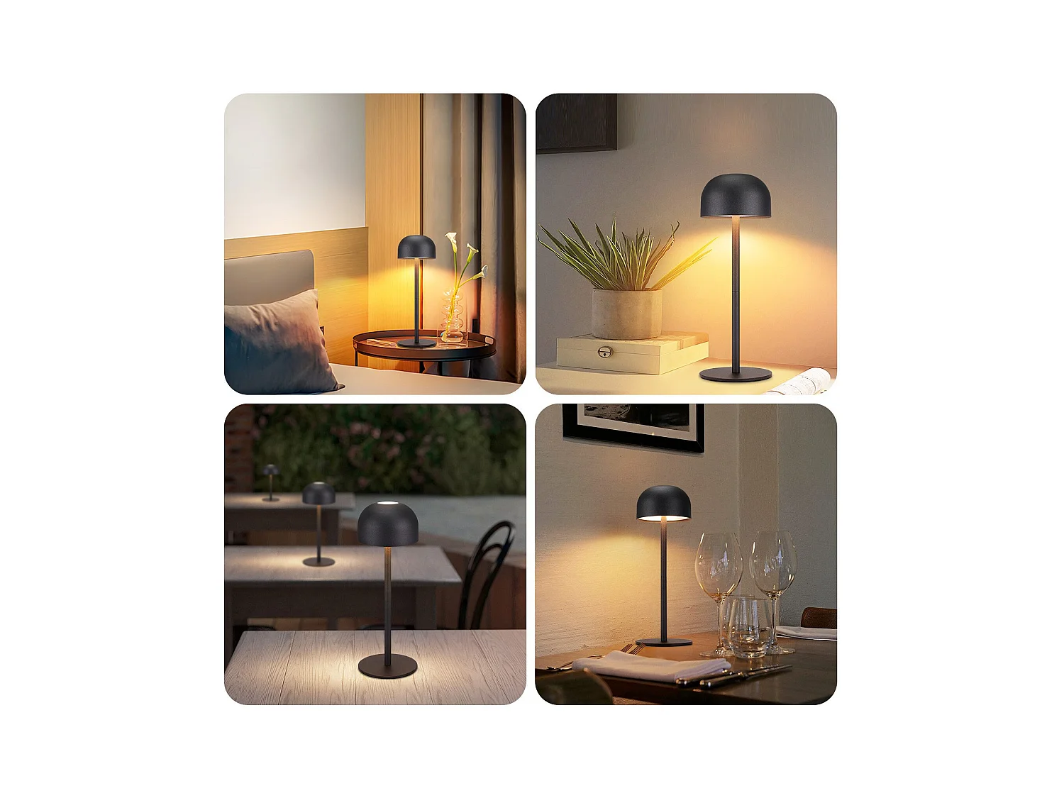 NETTLIFE Lot de 2 lampes de table LED sans fil : lampe de table tactile à intensité variable avec 3 températures de couleur et port USB