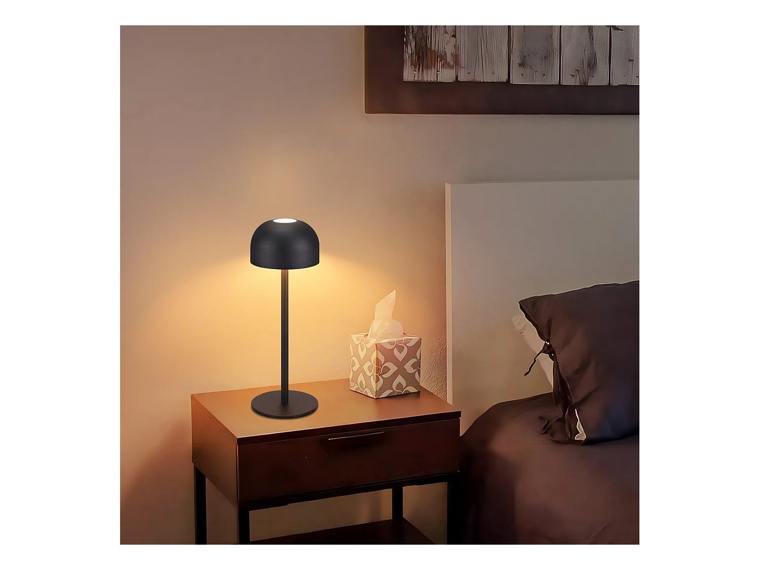 NETTLIFE Lot de 2 lampes de table LED sans fil : lampe de table tactile à intensité variable avec 3 températures de couleur et port USB