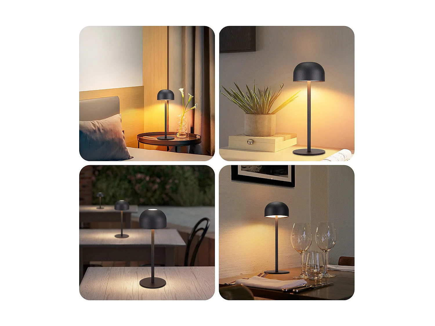 NETTLIFE Lot de 2 lampes de table LED sans fil : lampe de table tactile à intensité variable avec 3 températures de couleur et port USB