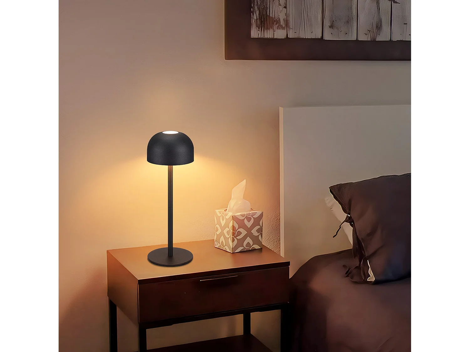 NETTLIFE Lot de 2 lampes de table LED sans fil : lampe de table tactile à intensité variable avec 3 températures de couleur et port USB