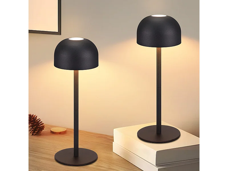 NETTLIFE 2-pack draadloze LED-tafellamp: dimbare touch-tafellamp met 3 kleurtemperaturen en USB-poort