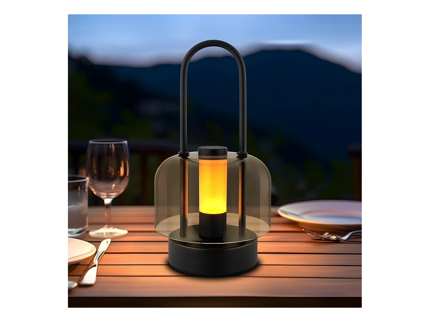 NETTLIFE Lampe de table portable à led nettlife, lampe de chevet sans fil, intensité variable 1800 k-6500 k, avec mémoire
