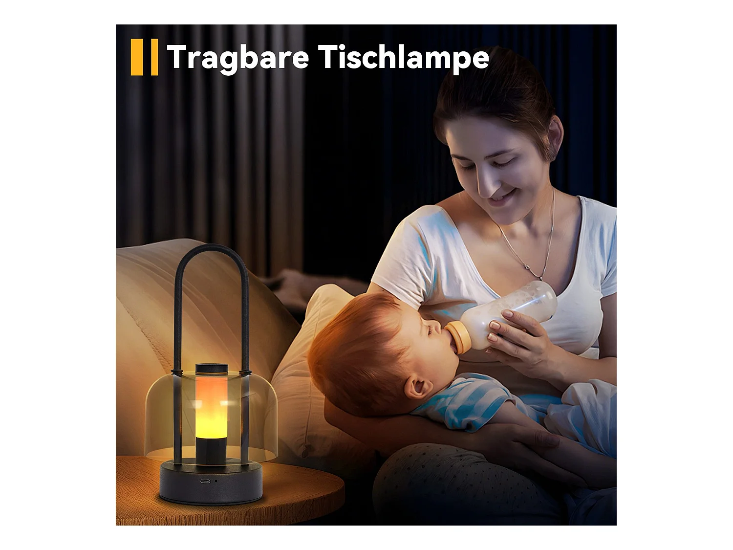 NETTLIFE Lampe de table portable à led nettlife, lampe de chevet sans fil, intensité variable 1800 k-6500 k, avec mémoire