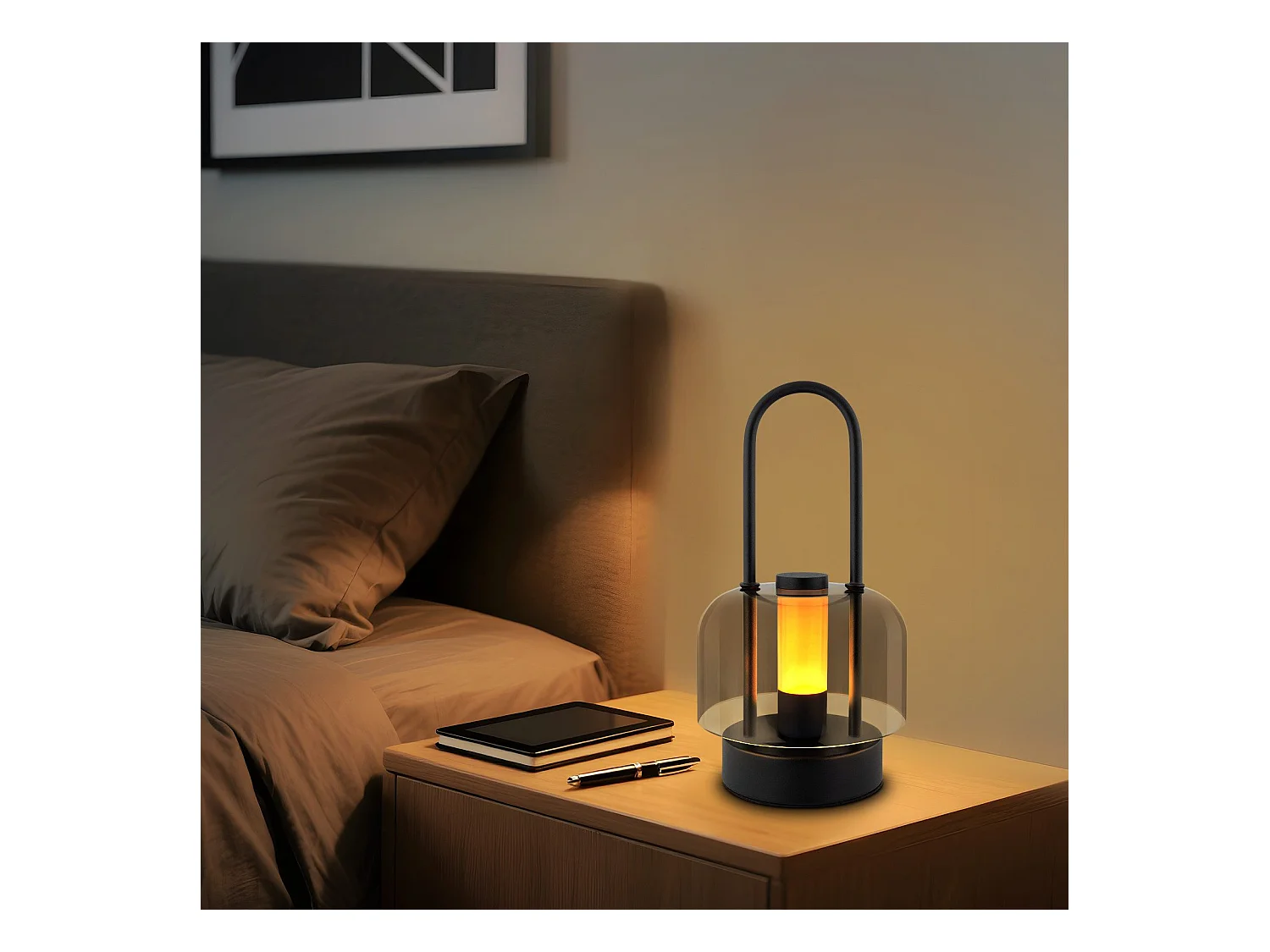 NETTLIFE Lampe de table portable à led nettlife, lampe de chevet sans fil, intensité variable 1800 k-6500 k, avec mémoire