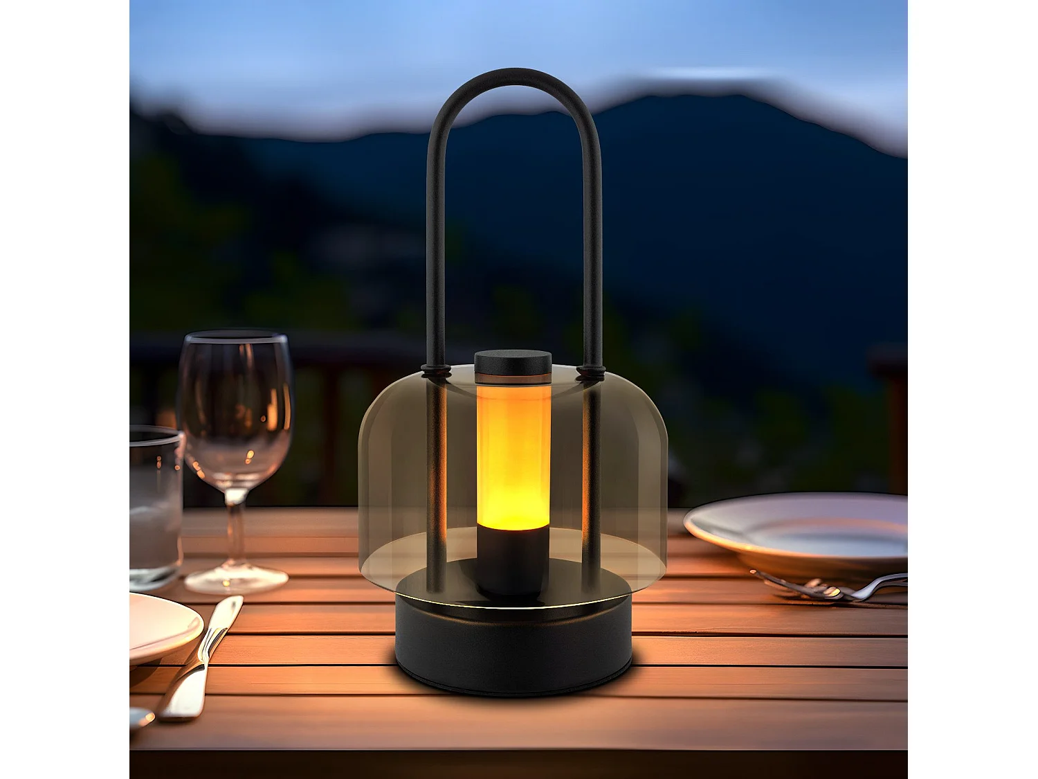 NETTLIFE Lampe de table portable à led nettlife, lampe de chevet sans fil, intensité variable 1800 k-6500 k, avec mémoire