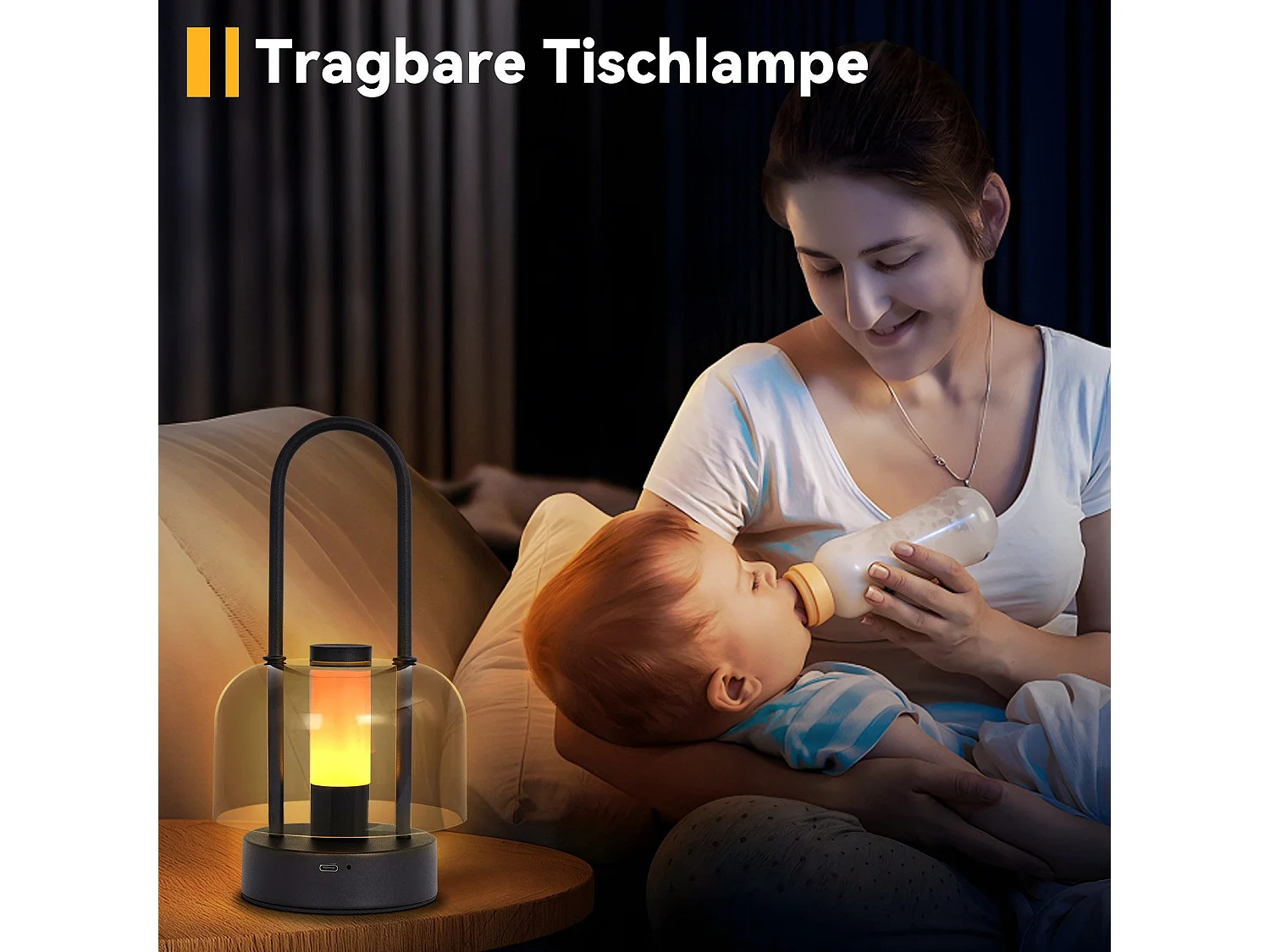 NETTLIFE Lampe de table portable à led nettlife, lampe de chevet sans fil, intensité variable 1800 k-6500 k, avec mémoire