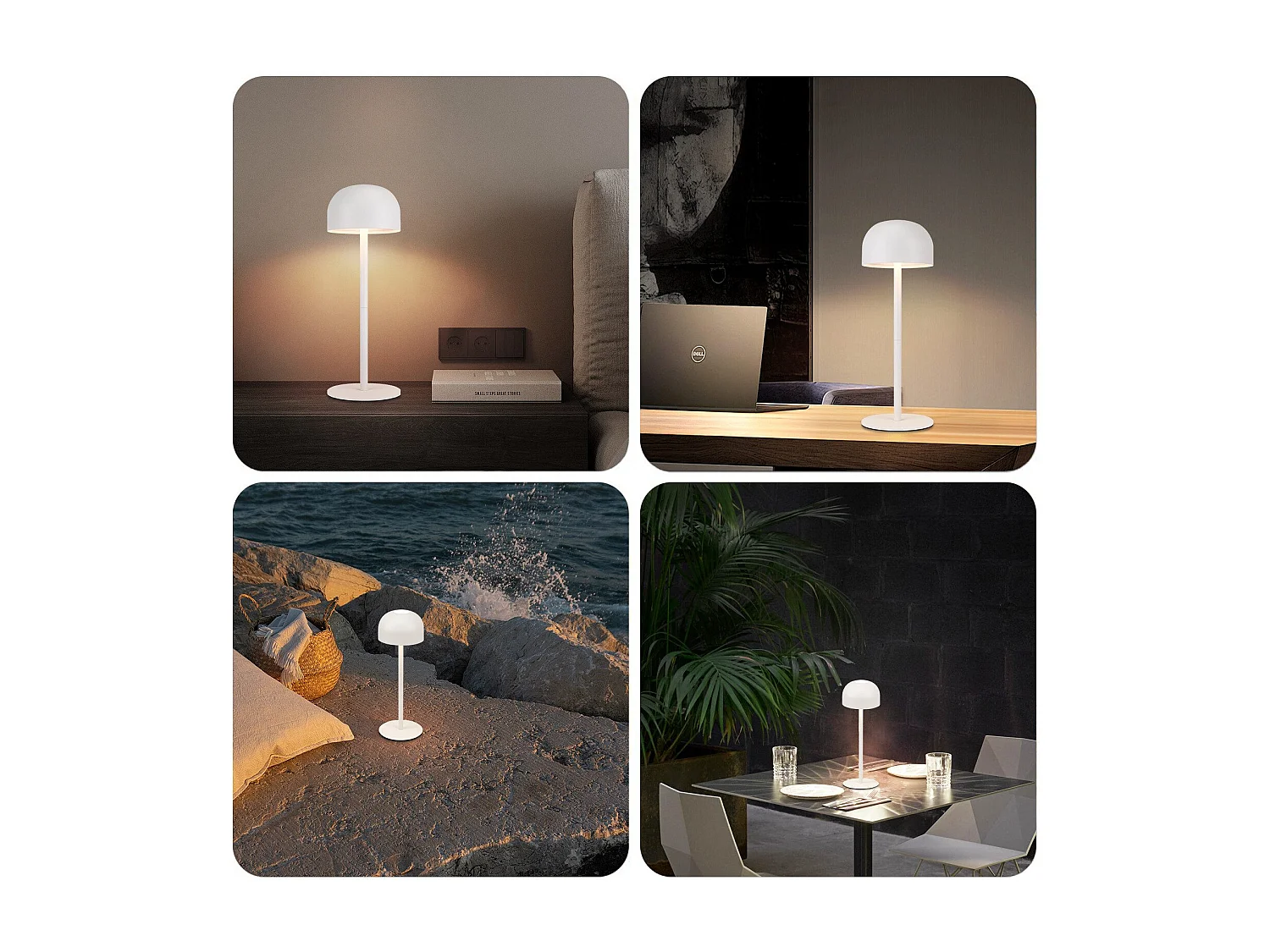 NETTLIFE Lot de 2 lampes de table LED sans fil : lampe de table tactile à intensité variable avec 3 températures de couleur et port USB