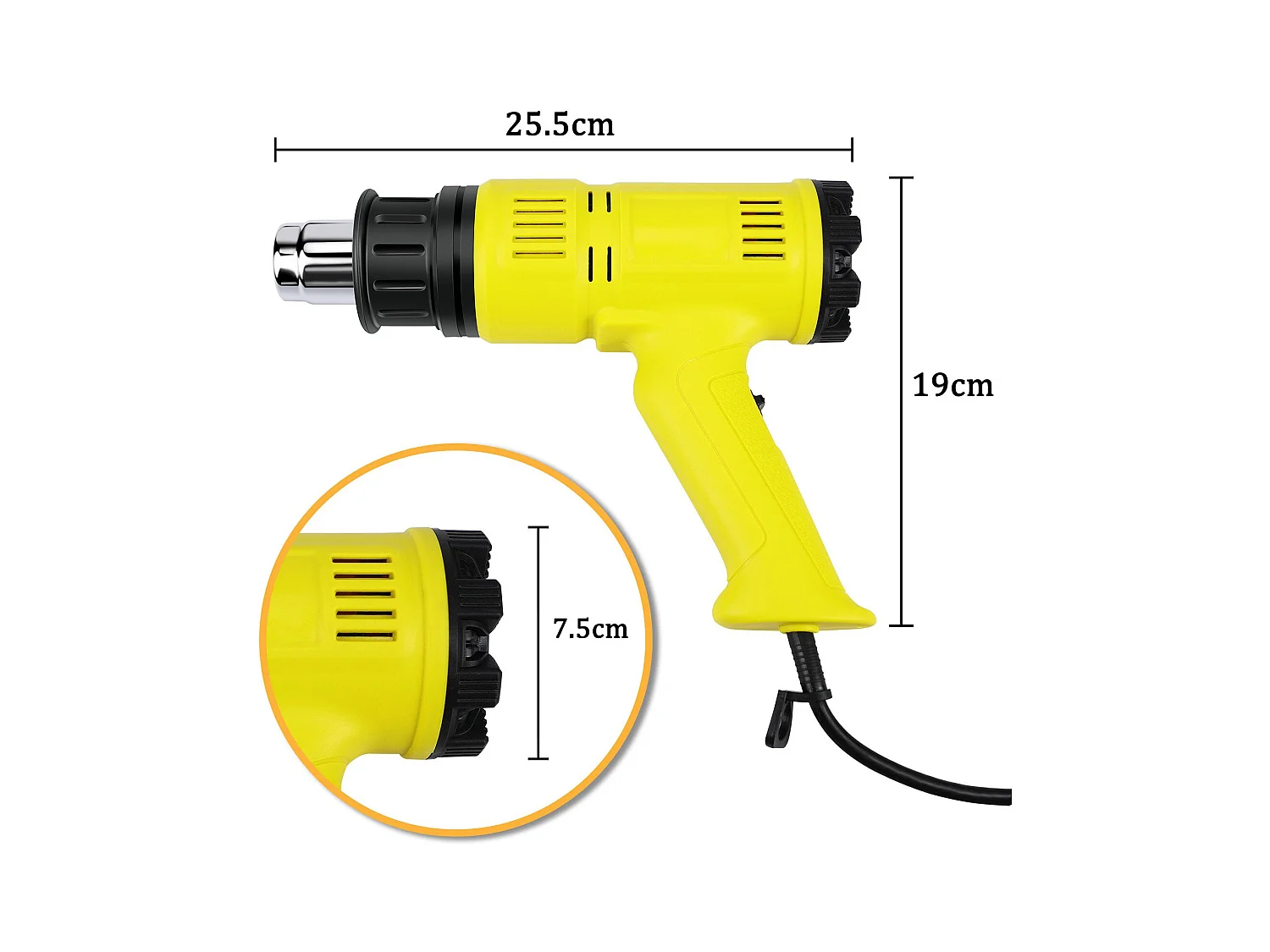 NETTLIFE Pistolet à air chaud Décapeur thermique 2000W Kit réglable 60℃- 600℃ 2000 en W, jusqu'à max. 600,00 °C