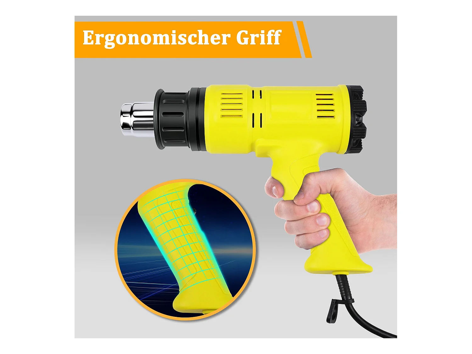 NETTLIFE Pistolet à air chaud Décapeur thermique 2000W Kit réglable 60℃- 600℃ 2000 en W, jusqu'à max. 600,00 °C