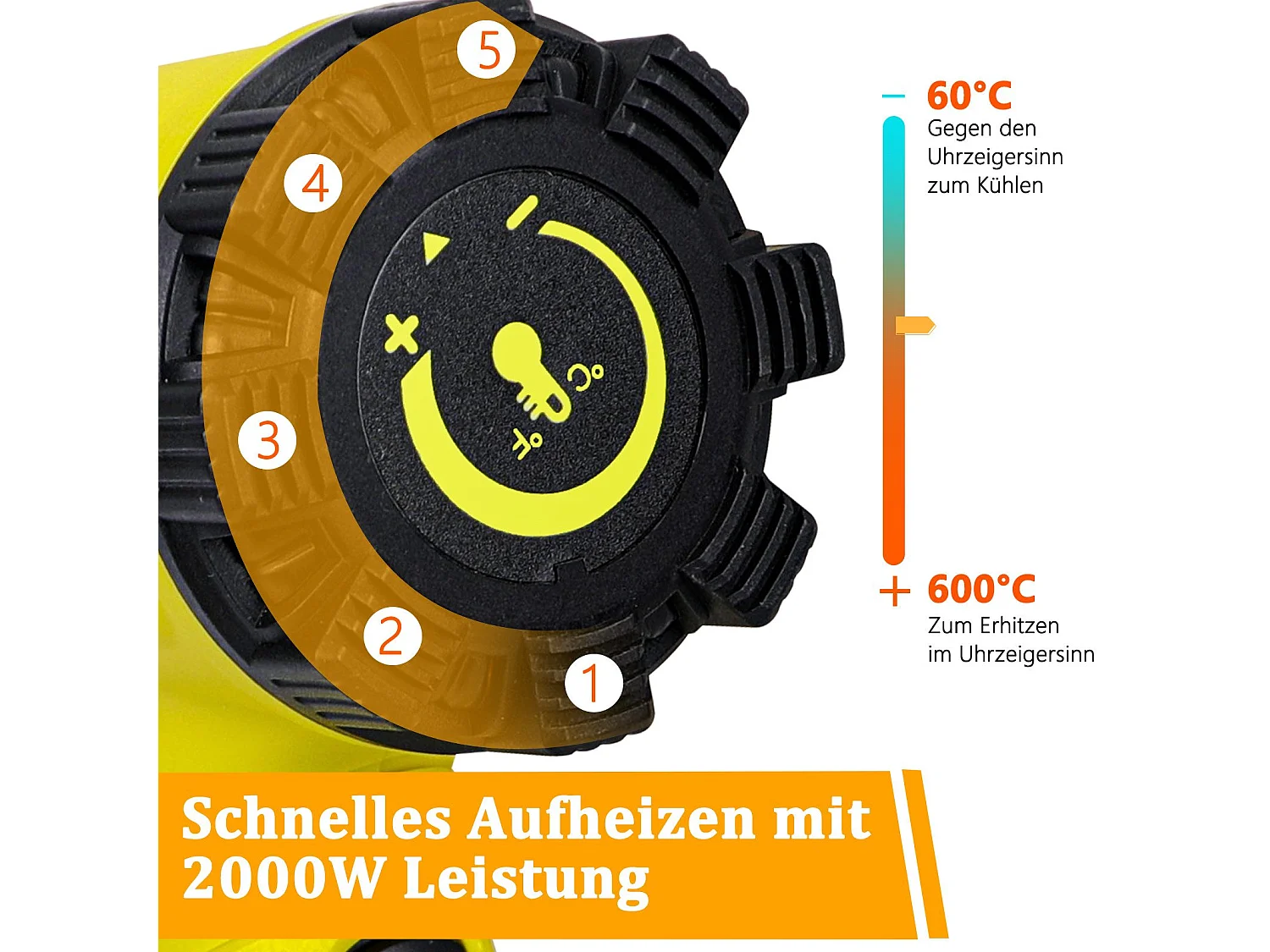 NETTLIFE Pistolet à air chaud Décapeur thermique 2000W Kit réglable 60℃- 600℃ 2000 en W, jusqu'à max. 600,00 °C