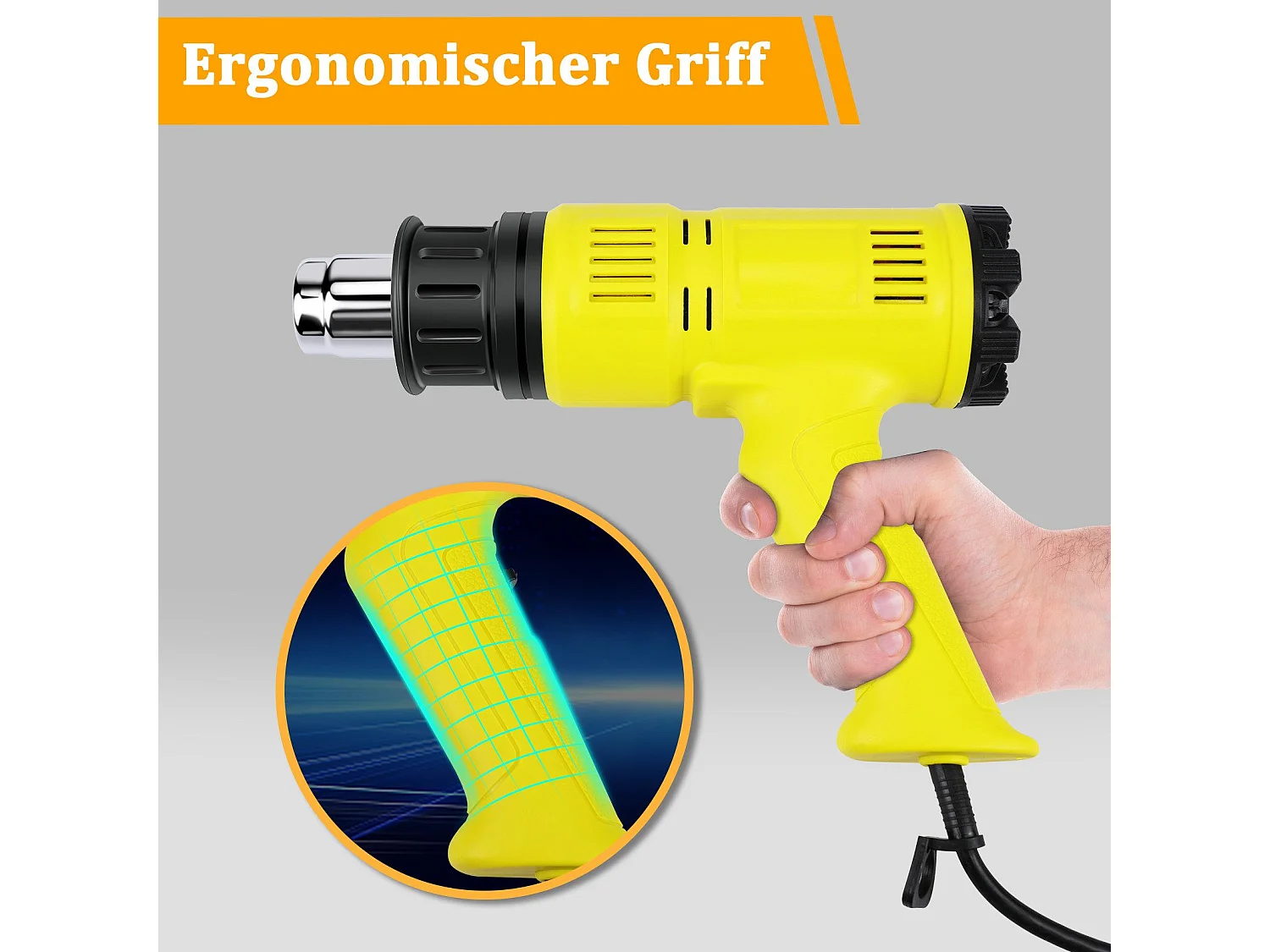 NETTLIFE Pistolet à air chaud Décapeur thermique 2000W Kit réglable 60℃- 600℃ 2000 en W, jusqu'à max. 600,00 °C