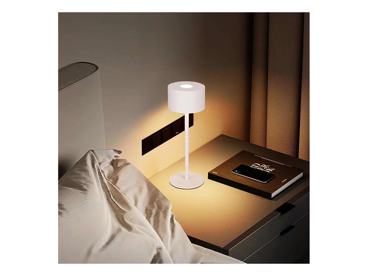 NETTLIFE Draadloze LED-tafellamp, 2-pack: dimbare touch-tafellamp met 3 kleurtemperaturen, in hoogte verstelbaar, USB