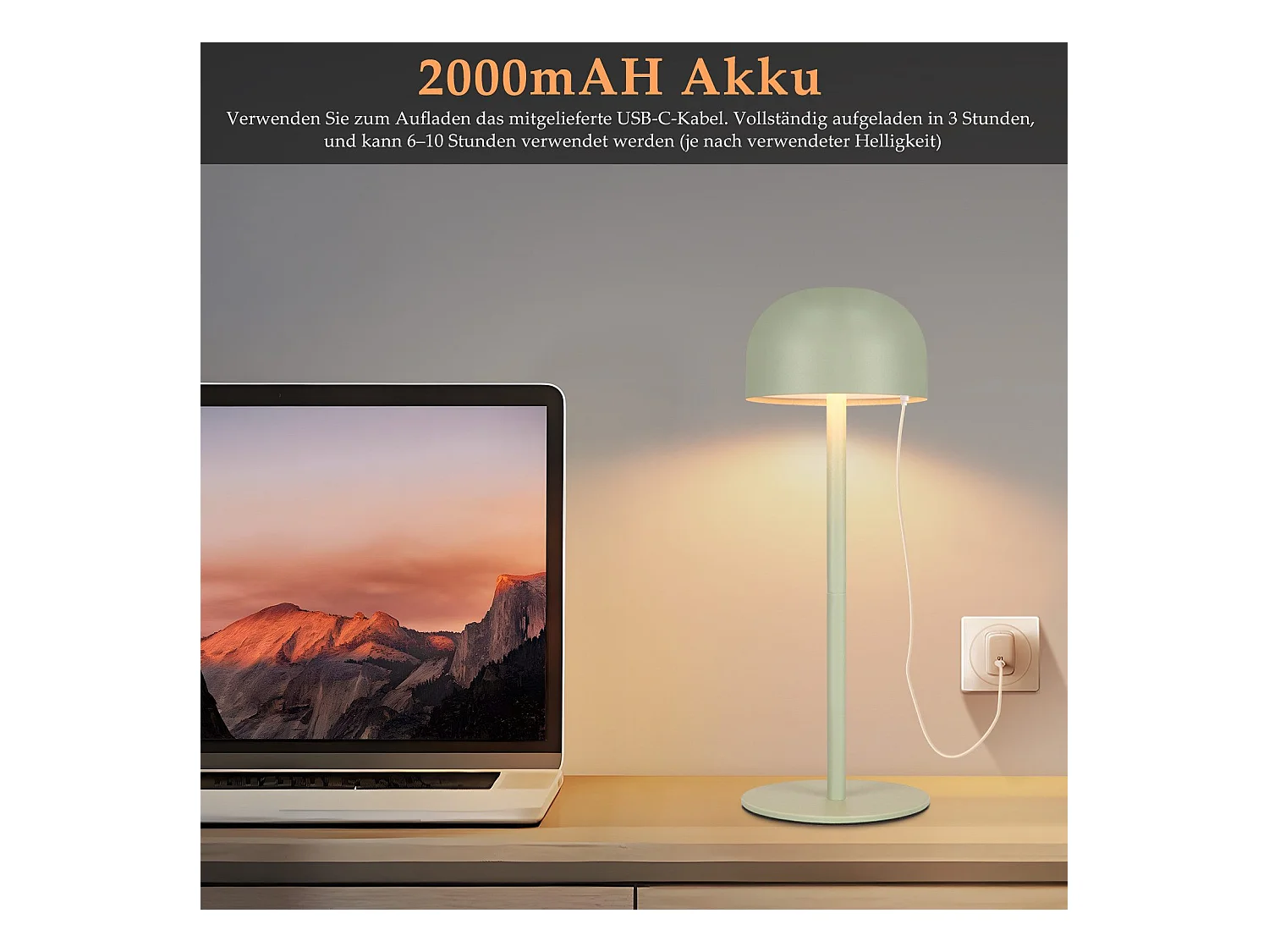 NETTLIFE Lampe de table LED sans fil, lot de 2 : Lampe de table tactile à intensité variable avec 3 températures de couleur