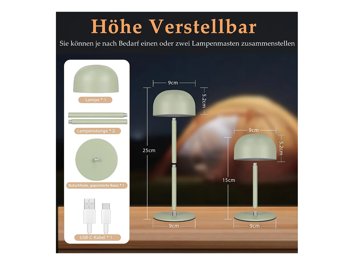 NETTLIFE Lampe de table LED sans fil, lot de 2 : Lampe de table tactile à intensité variable avec 3 températures de couleur