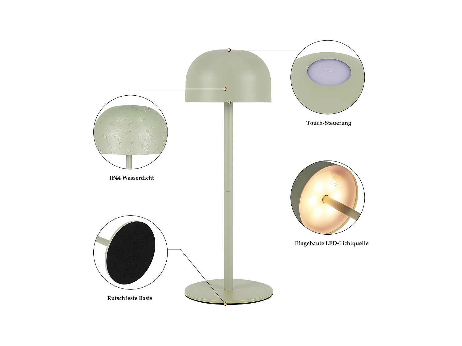 NETTLIFE Lampe de table LED sans fil, lot de 2 : Lampe de table tactile à intensité variable avec 3 températures de couleur