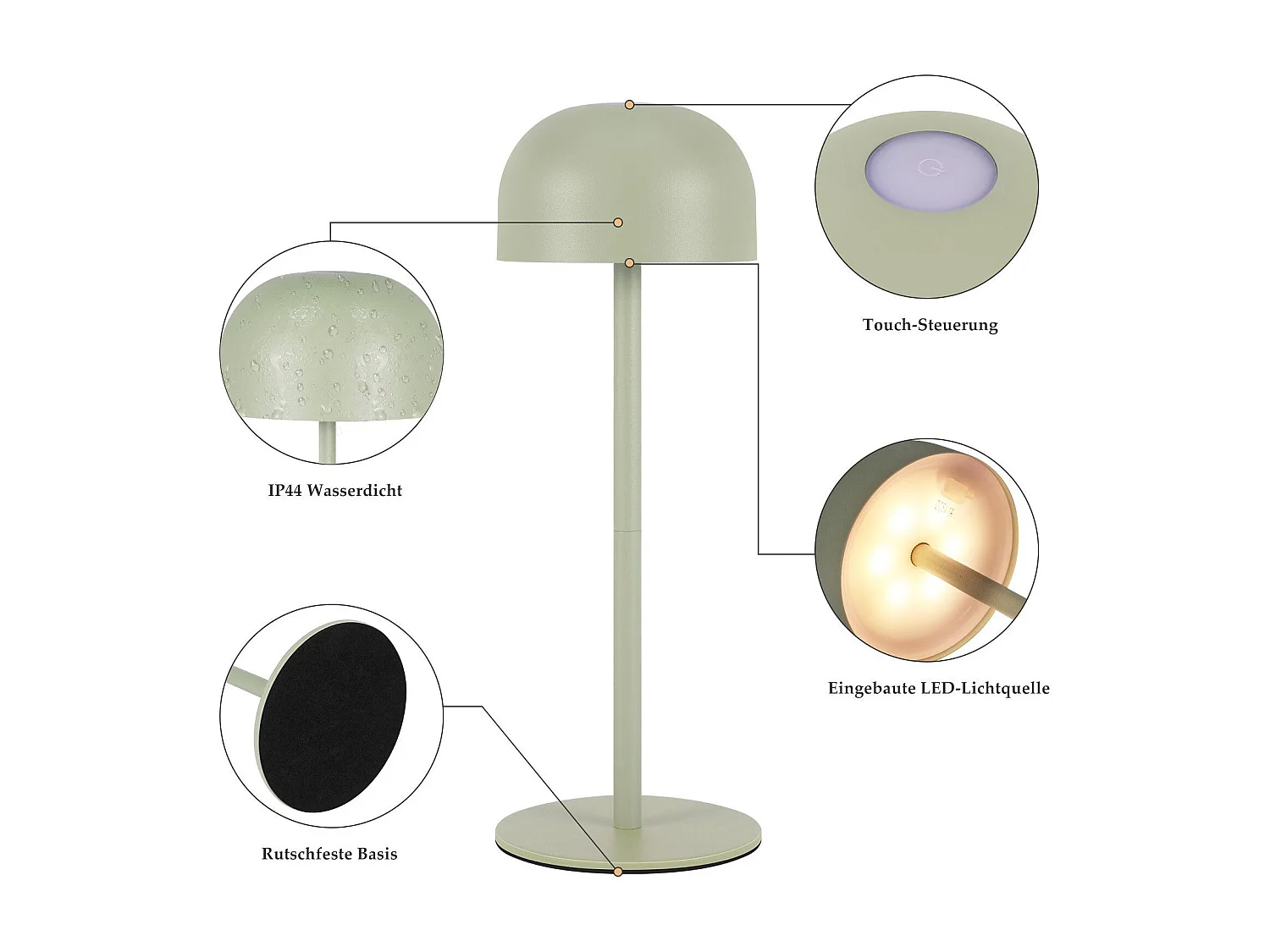 NETTLIFE Lampe de table LED sans fil, lot de 2 : Lampe de table tactile à intensité variable avec 3 températures de couleur