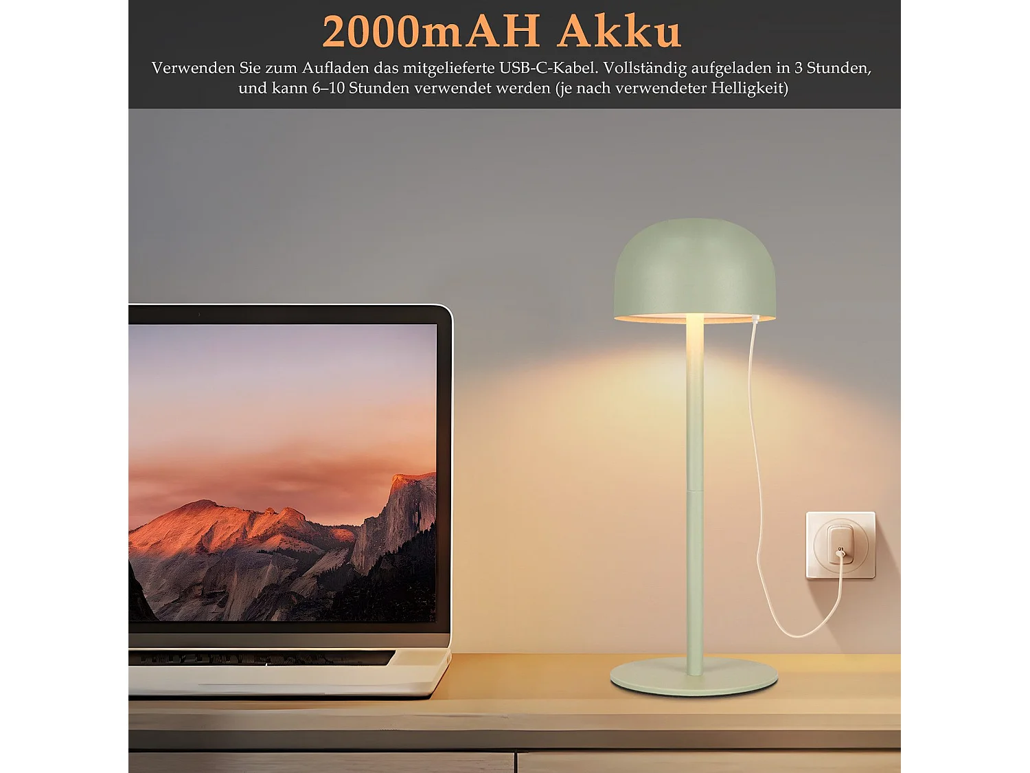 NETTLIFE Kabellose LED-Tischlampe, 2er-Pack: Dimmbare Touch-Tischlampe mit 3 Farbtemperaturen