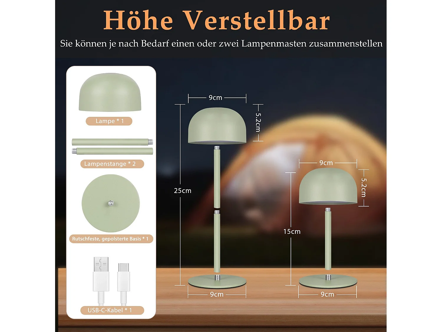 NETTLIFE Kabellose LED-Tischlampe, 2er-Pack: Dimmbare Touch-Tischlampe mit 3 Farbtemperaturen