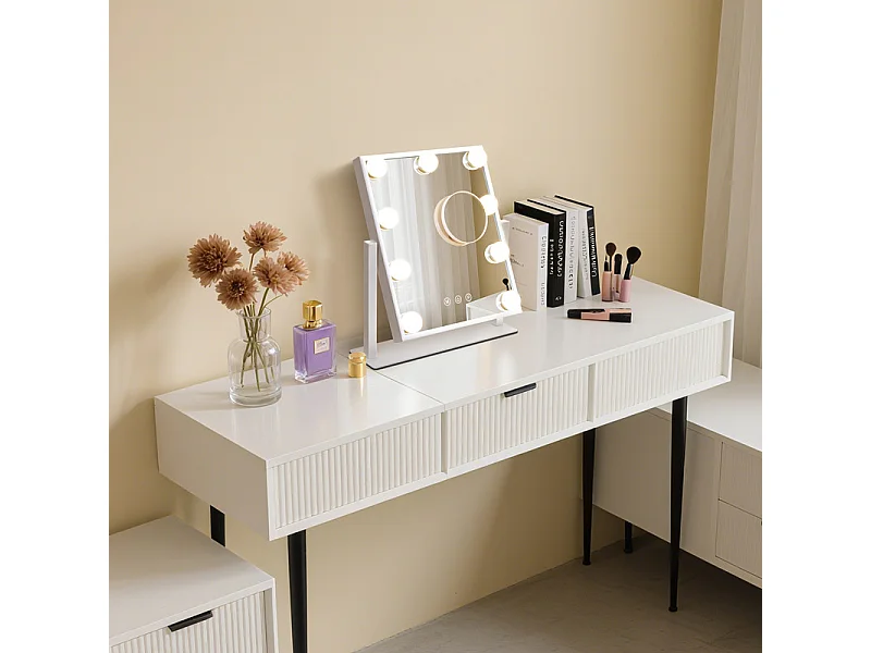 NETTLIFE Miroir de maquillage avec éclairage hollywood mirror - miroir de courtoisie avec 9 led petit miroir cosmétique avec lumière rotation 3 modes