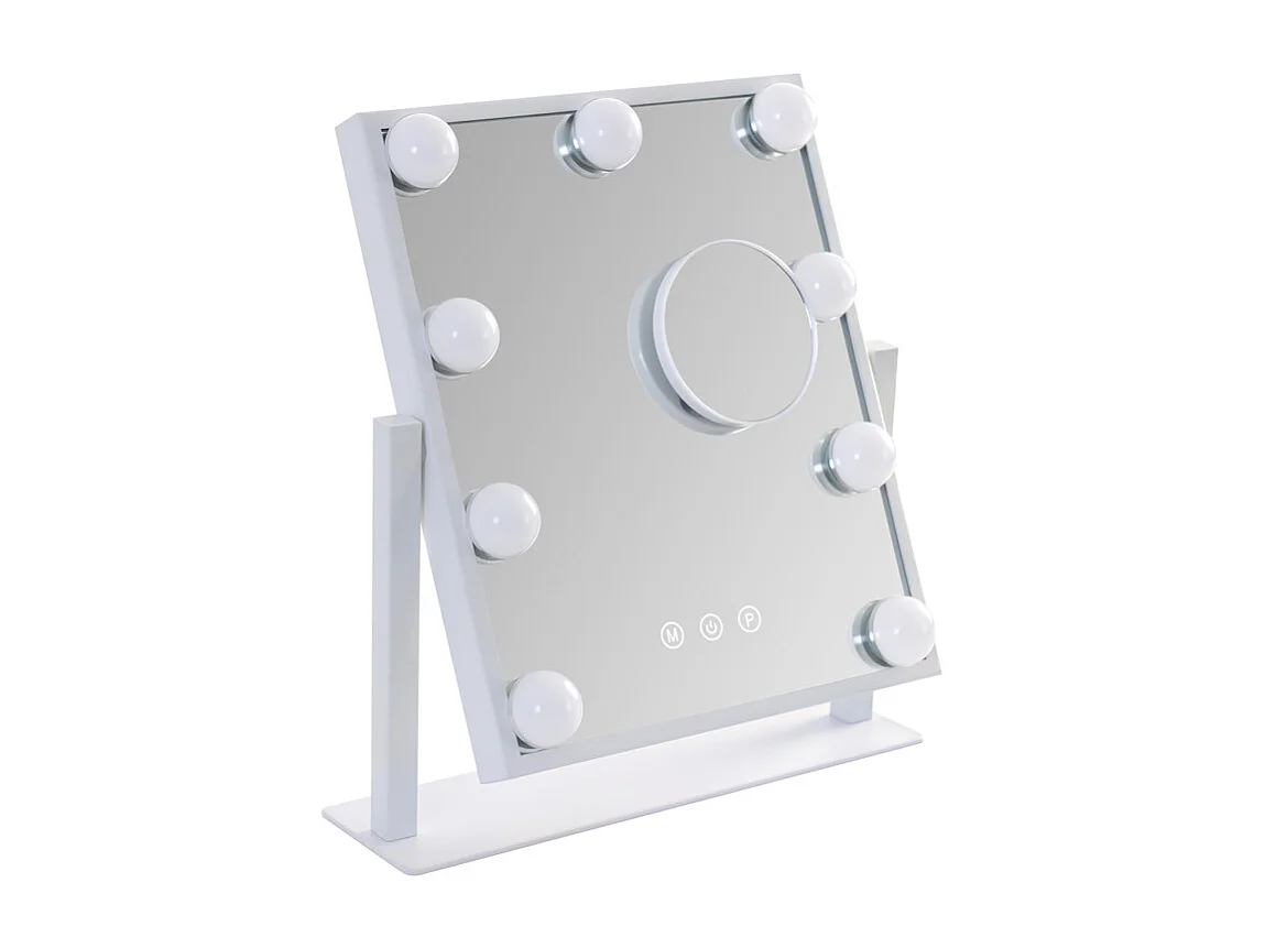 NETTLIFE Miroir de maquillage avec éclairage hollywood mirror - miroir de courtoisie avec 9 led petit miroir cosmétique avec lumière rotation 3 modes