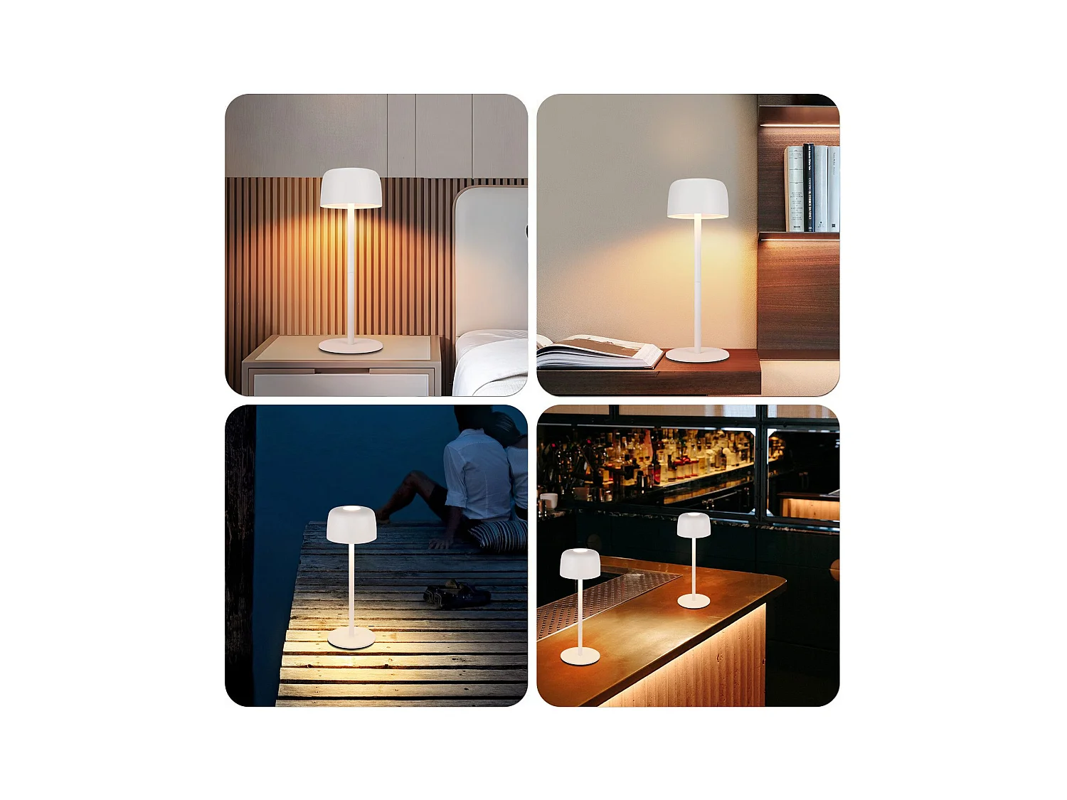 NETTLIFE Draadloze LED-tafellamp, traploos dimbaar bedlampje met accu