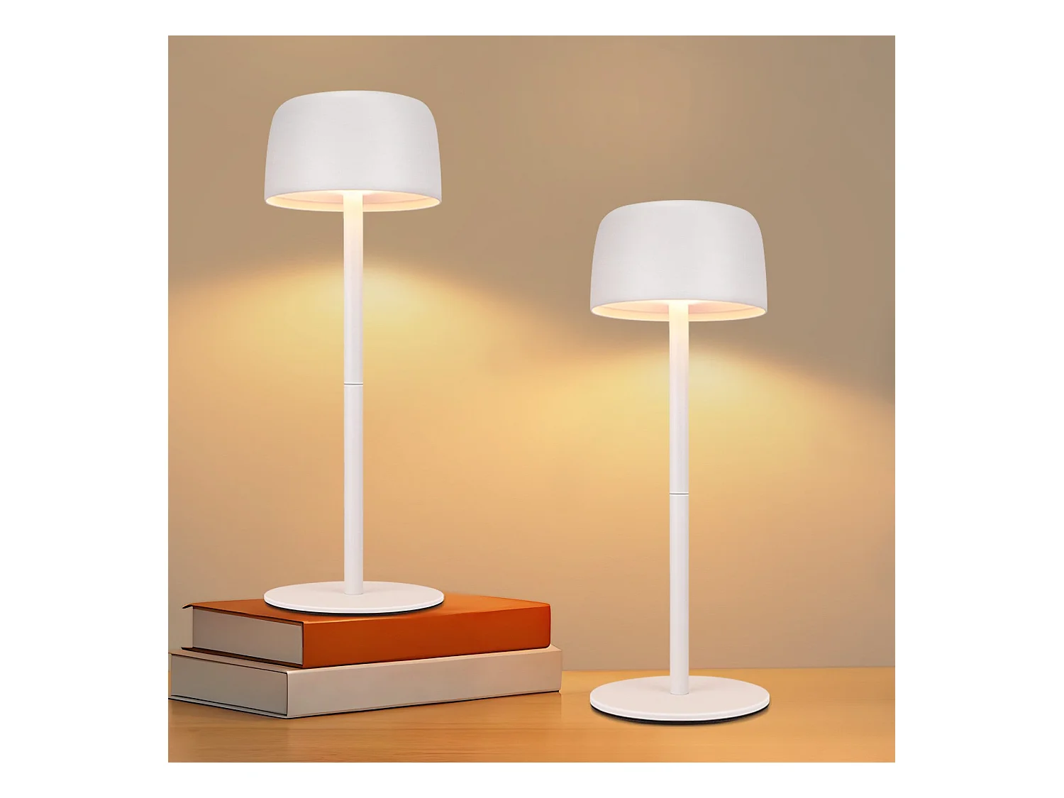 NETTLIFE Lampe de table LED sans fil, lampe de chevet à réglage continu avec batterie