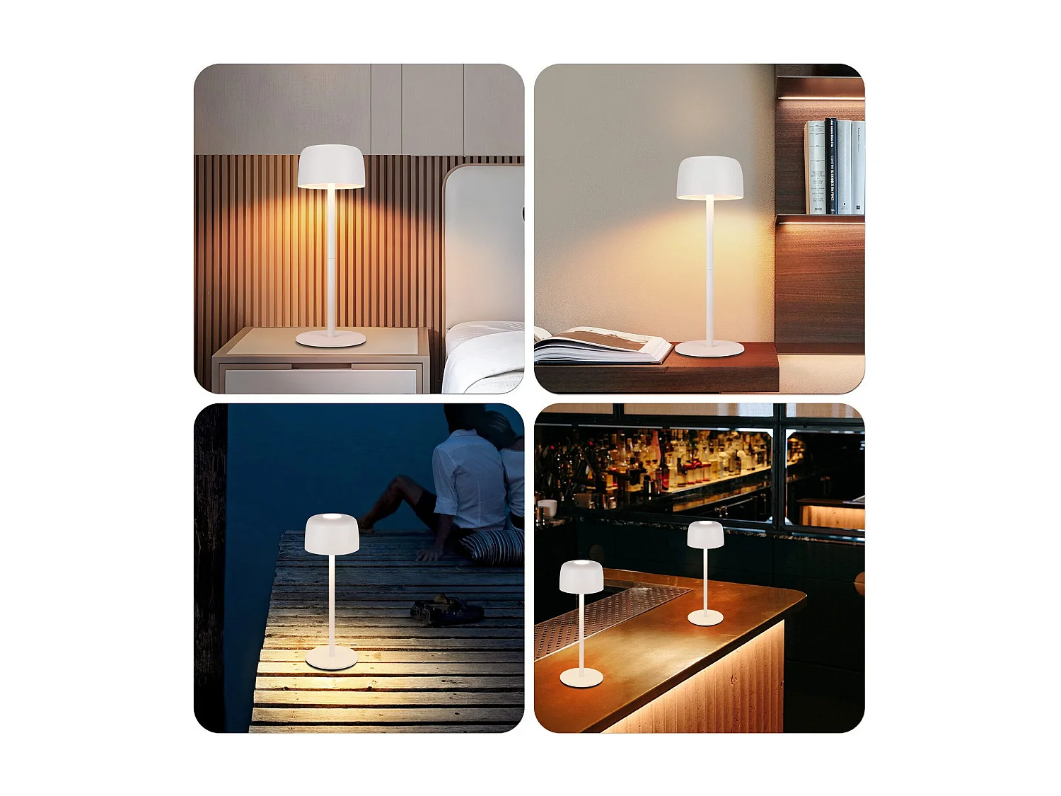 NETTLIFE Lampe de table LED sans fil, lampe de chevet à réglage continu avec batterie