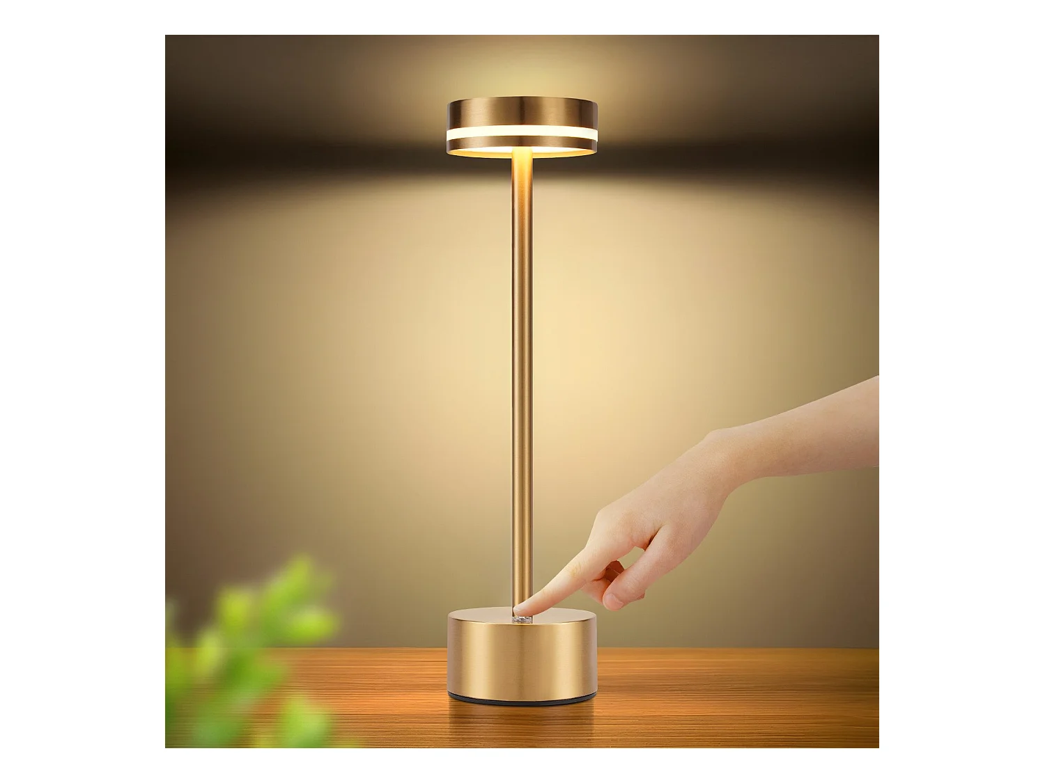 NETTLIFE Lampe de table led sans fil meoaow, rechargeable par usb-c, à intensité variable, tactile, dorée, idéale pour la chambre, la salle à manger