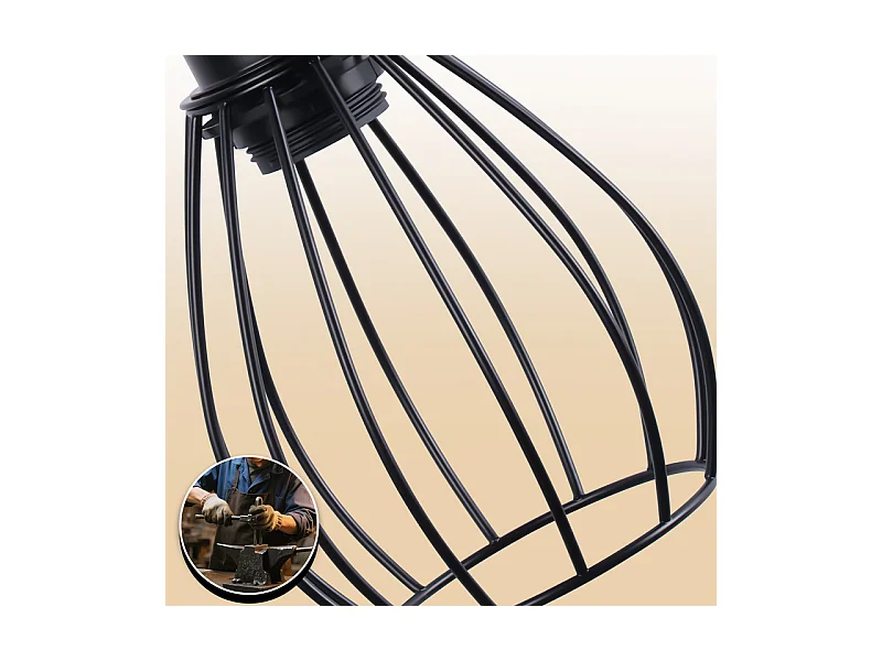 NETTLIFE Lampe de table salon lampe de table vintage bois: noir lampe de chevet 1 lumière au design industriel en métal douille e27 sans ampoule