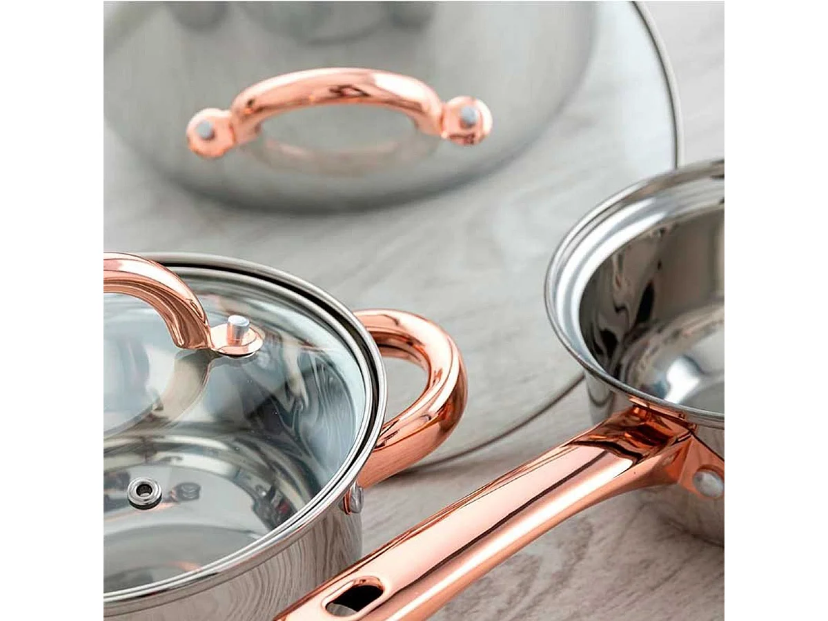 Batería de cocina Vanity Quid 7 piezas inox/bronce Ø14/Ø16/Ø20/Ø24 cm