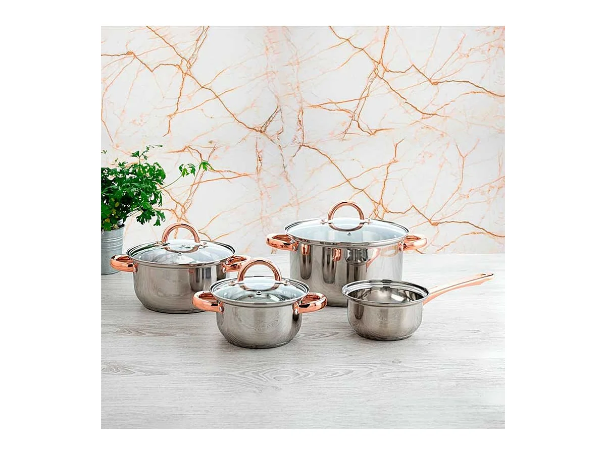 Batería de cocina Vanity Quid 7 piezas inox/bronce Ø14/Ø16/Ø20/Ø24 cm