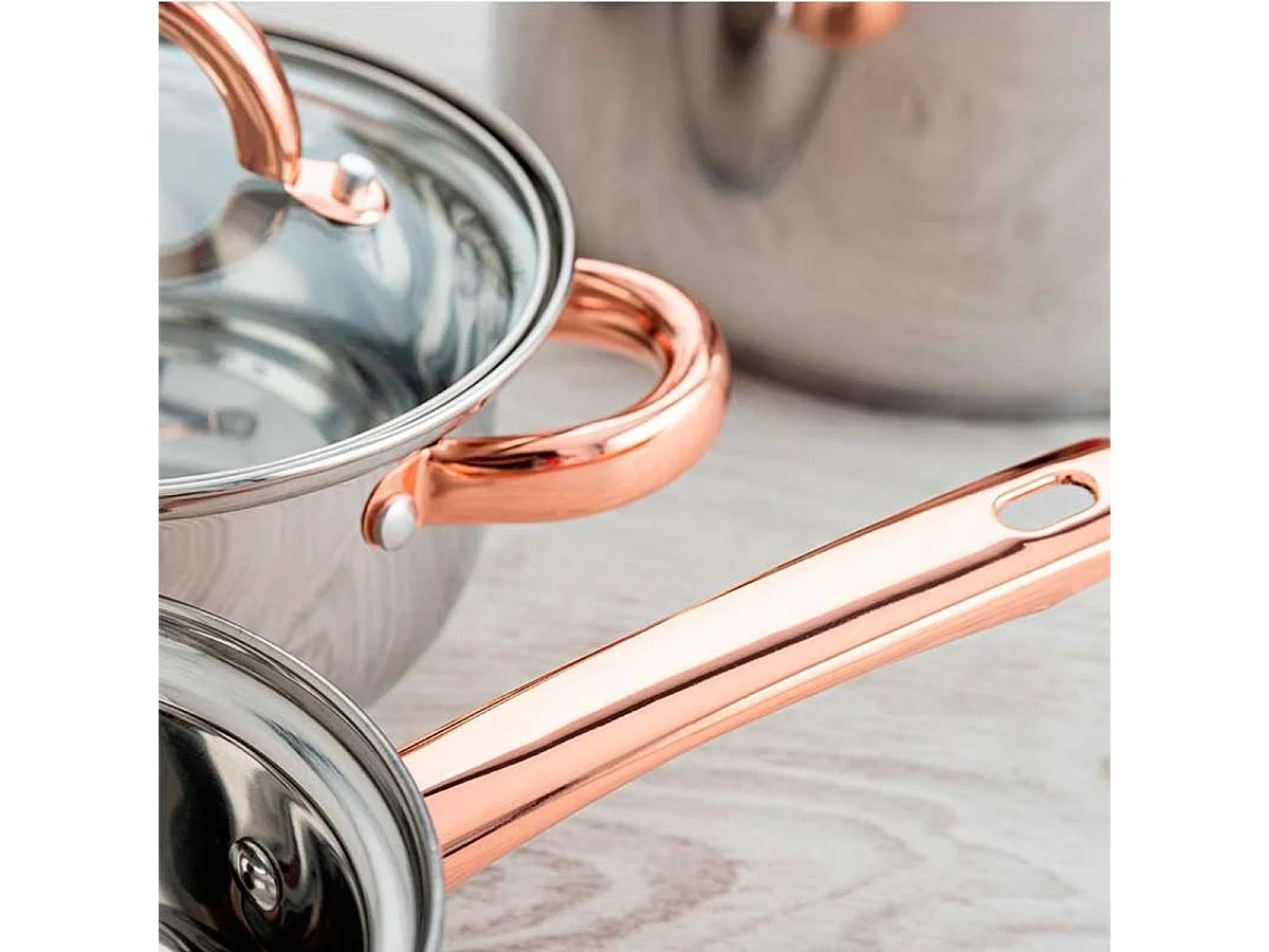 Batería de cocina Vanity Quid 7 piezas inox/bronce Ø14/Ø16/Ø20/Ø24 cm
