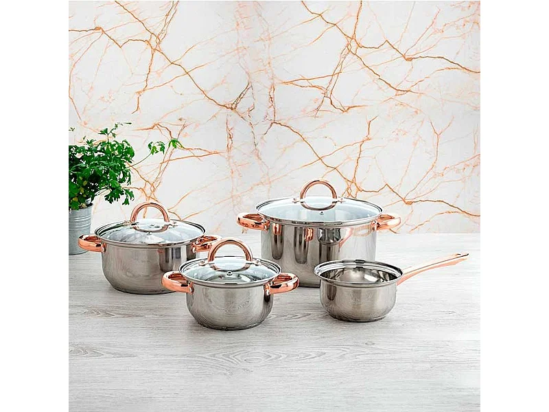 Batería de cocina Vanity Quid 7 piezas inox/bronce Ø14/Ø16/Ø20/Ø24 cm