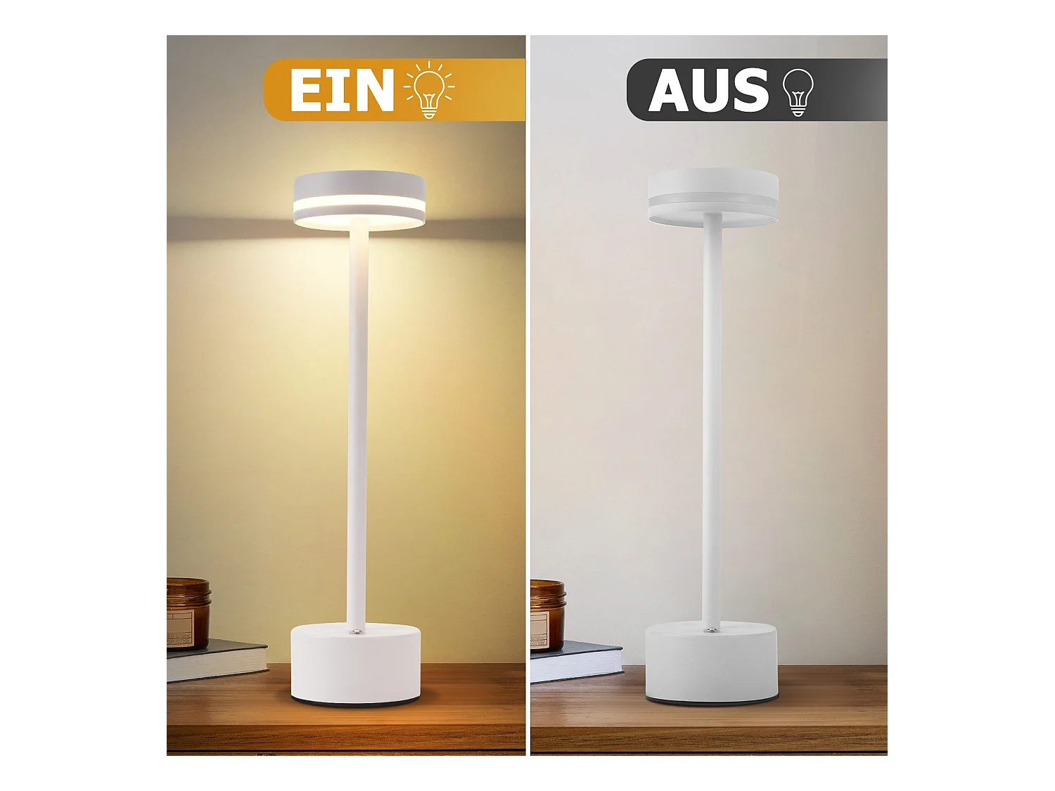 NETTLIFE Lampe de table led sans fil nettlife lampe de chevet à intensité variable avec batterie rechargeable usb-c lampe tactile blanche pour chambre