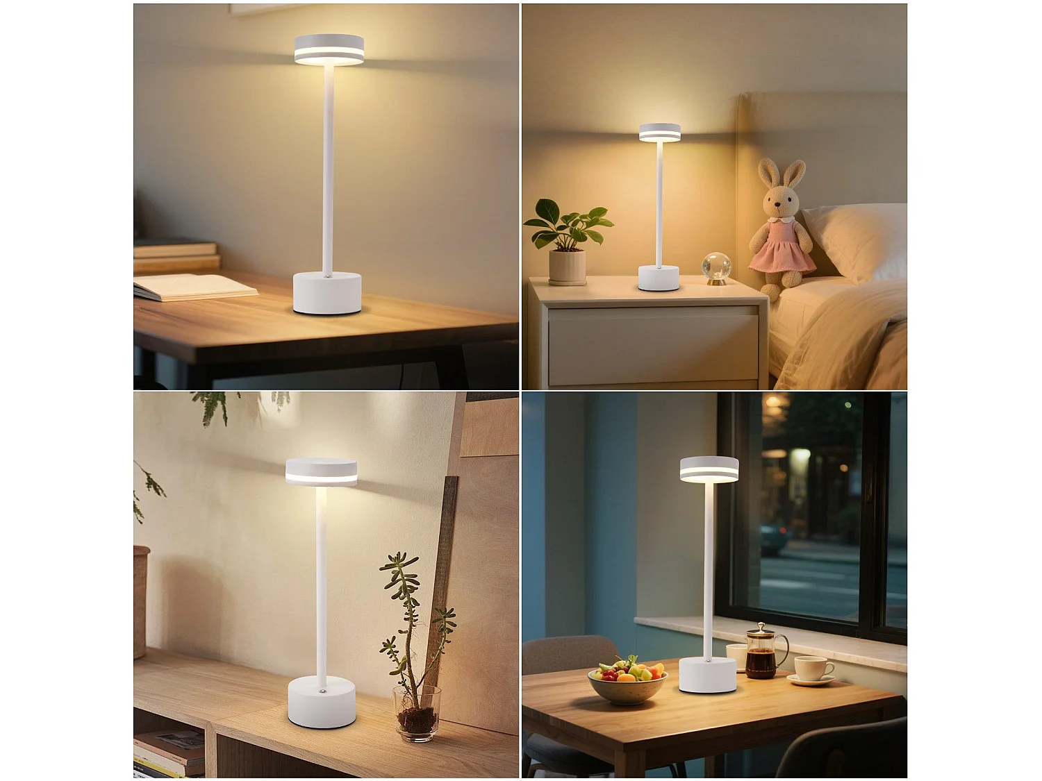 NETTLIFE Nettlife Draadloze LED-tafellamp Dimbare bedlamp met USB-C oplaadbare batterij Witte touchlamp voor de slaapkamer