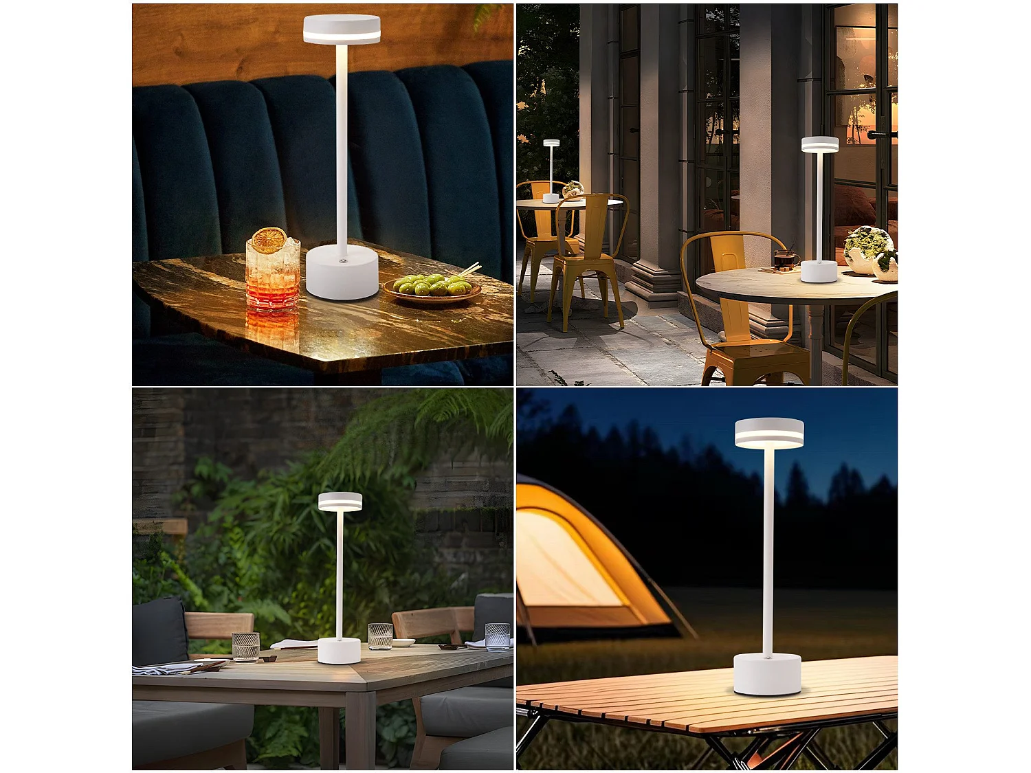 NETTLIFE Nettlife Kabellose LED-Tischlampe, dimmbare Nachttischlampe mit USB-C-Akku, weiße Touch-Lampe für Schlafzimmer