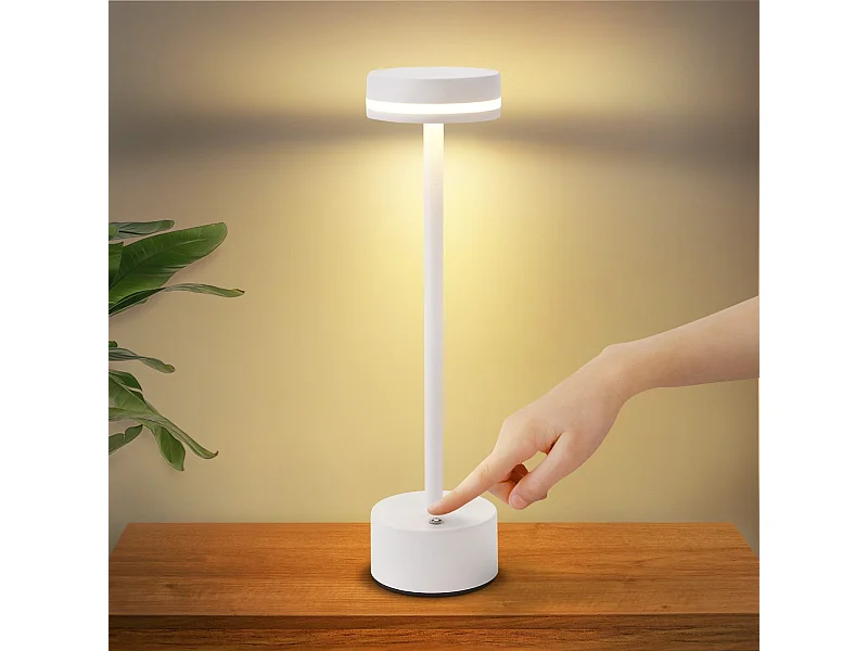 NETTLIFE Nettlife Draadloze LED-tafellamp Dimbare bedlamp met USB-C oplaadbare batterij Witte touchlamp voor de slaapkamer