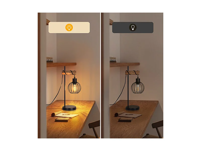 NETTLIFE Lampe de table vintage salon lampe de chevet e27 : lampe de table rétro 1 lumière au design industriel en métal noir  - sans ampoule