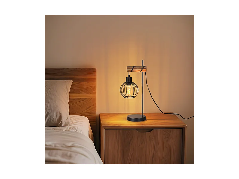 NETTLIFE Lampe de table vintage salon lampe de chevet e27 : lampe de table rétro 1 lumière au design industriel en métal noir  - sans ampoule