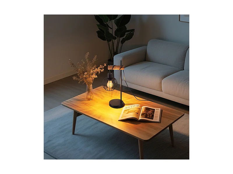 NETTLIFE Lampe de table vintage salon lampe de chevet e27 : lampe de table rétro 1 lumière au design industriel en métal noir  - sans ampoule