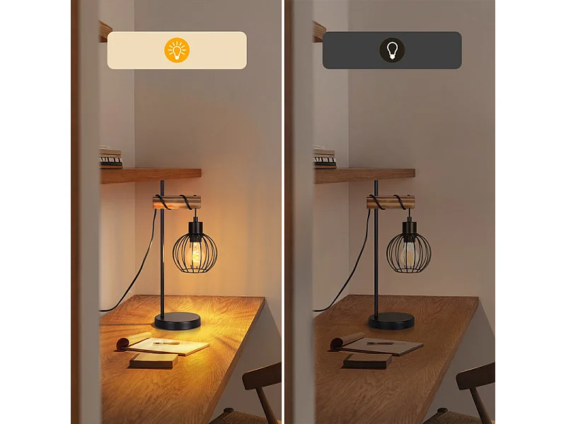 NETTLIFE Lampe de table vintage salon lampe de chevet e27 : lampe de table rétro 1 lumière au design industriel en métal noir  - sans ampoule