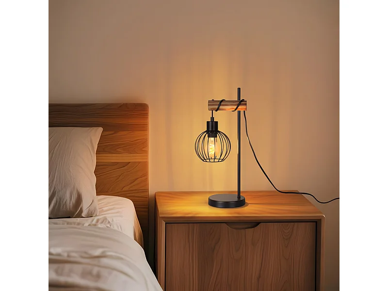 NETTLIFE Lampe de table vintage salon lampe de chevet e27 : lampe de table rétro 1 lumière au design industriel en métal noir  - sans ampoule