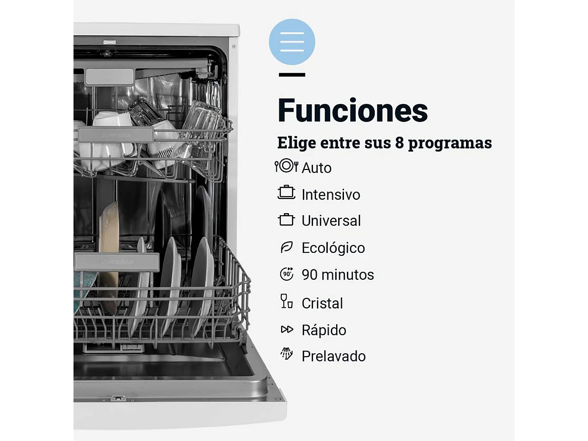 Lavavajillas Java 6060 Universal Blue 14 servicios 3 bandejas E blanco 59,8 cm