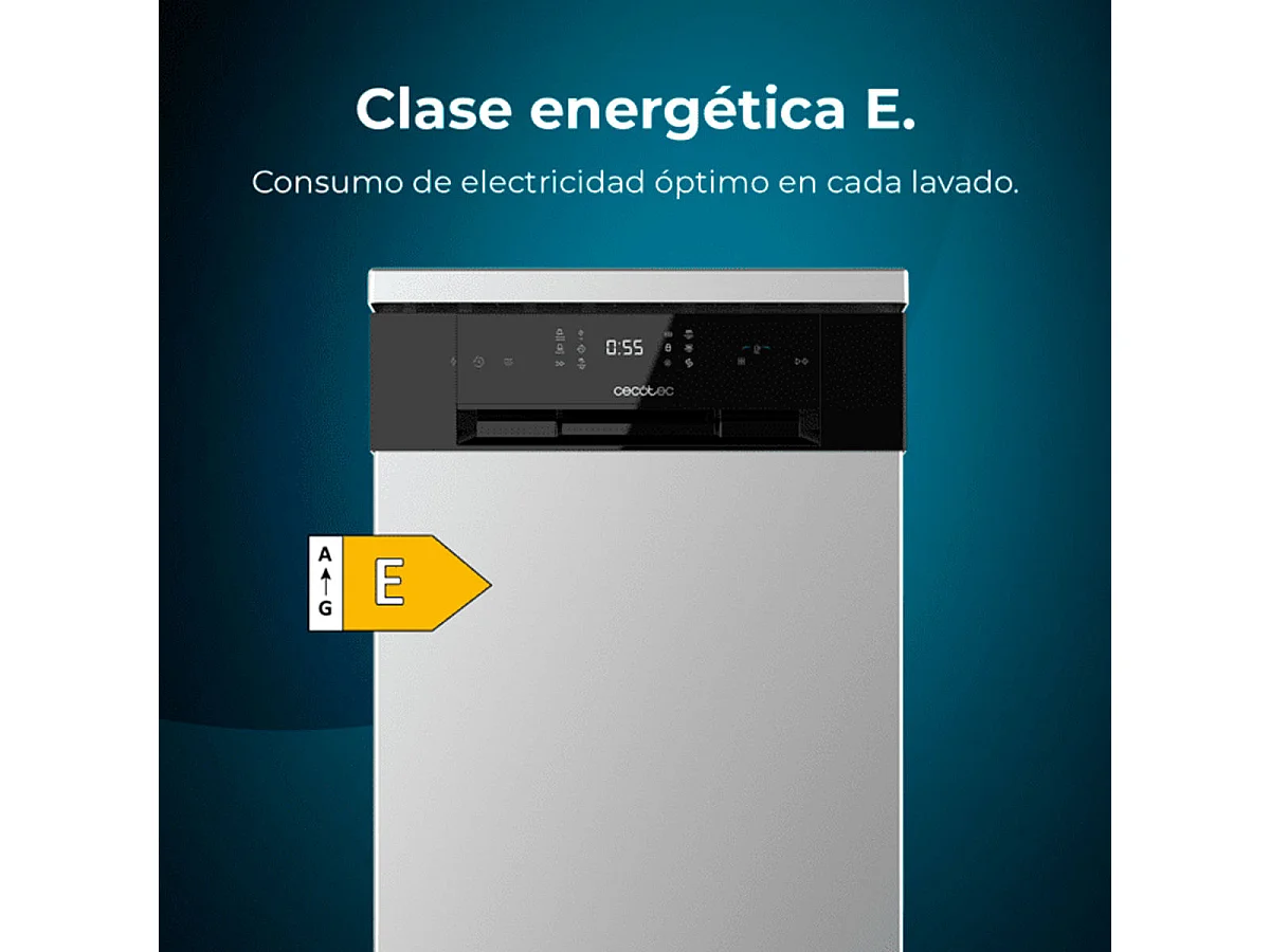 Lavavajillas Cecotec Bolero Aguazero 4201 Inox E 11 cubiertos 3 bandejas E inox 45 cm