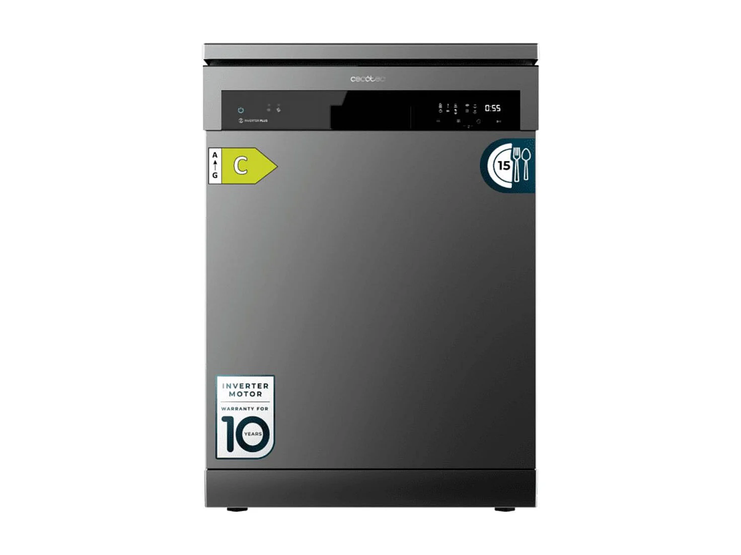 Lavavajillas Cecotec Bolero Aguazero 6500 15 cubiertos 6 programas C gris oscuro 60 cm
