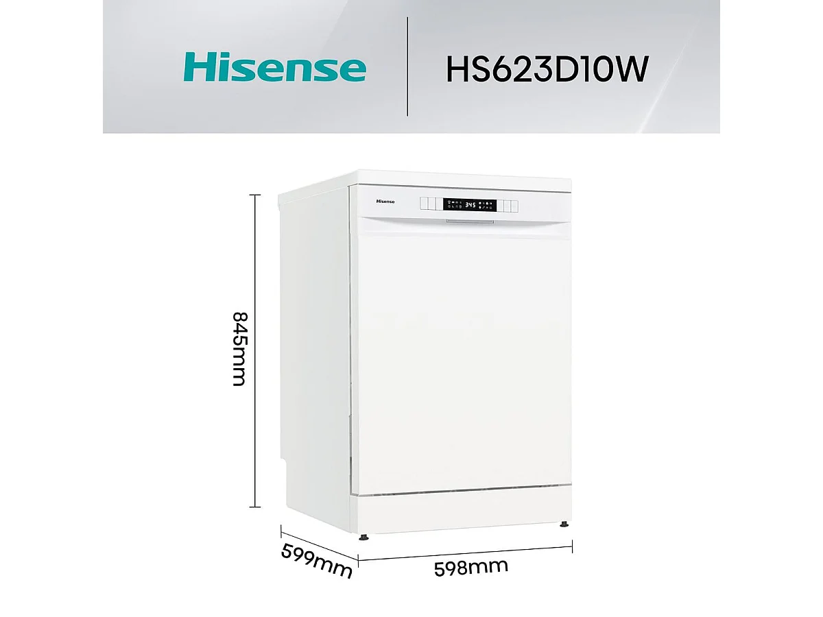 Lavavajillas Hisense HS623D10W 14 servicios 7 programas D blanco 60 cm