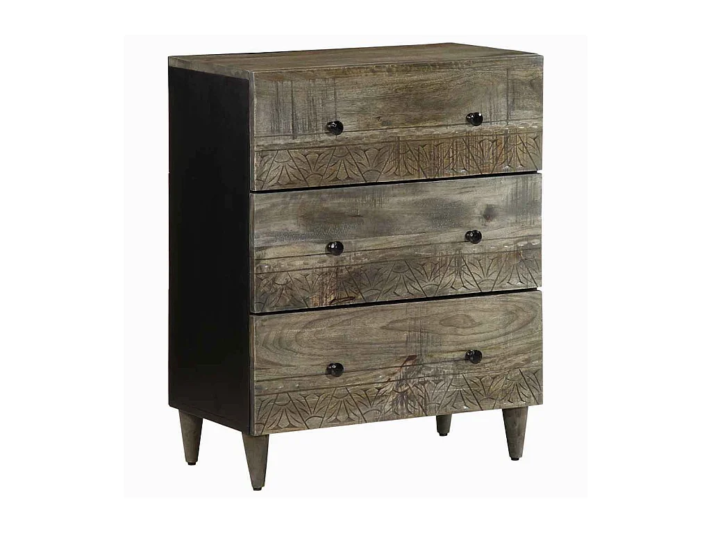 Credenza | Buffet | Armadio Grigio Chiaro 60x33,5x75 cm in Legno Massello di Mango