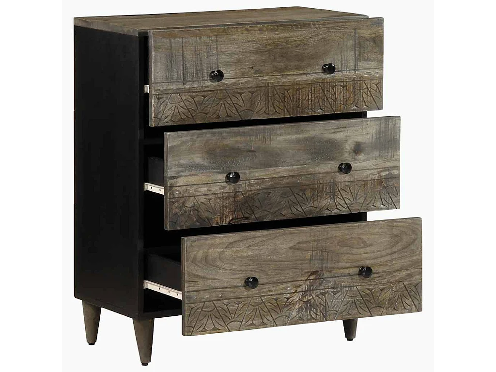 Credenza | Buffet | Armadio Grigio Chiaro 60x33,5x75 cm in Legno Massello di Mango