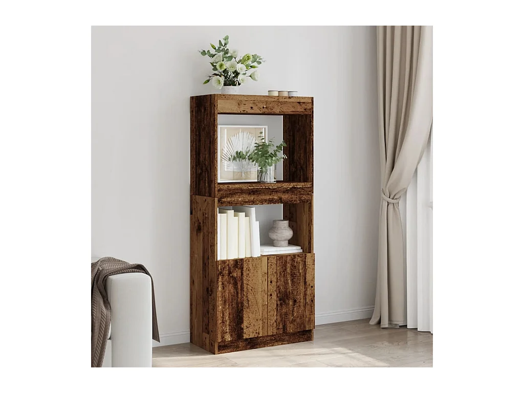 Buffet | Bahut | Meuble de rangement haut vieux bois 63x33x140 cm bois d'ingénierie